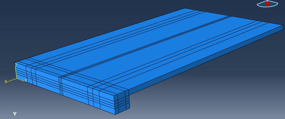 Kapittel 10. Elementanalyse av forankringslast Figur 10.6: Oppdeling av modell i Abaqus Modellen deles opp ved endringer i geometri og ved lastflater.