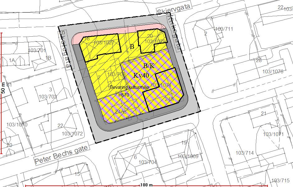 Utsnitt av ny plantegning Planprosess Forslag til detaljregulering for Kvartal 40, ble sendt ut på offentlig ettersyn 22.03.2013,