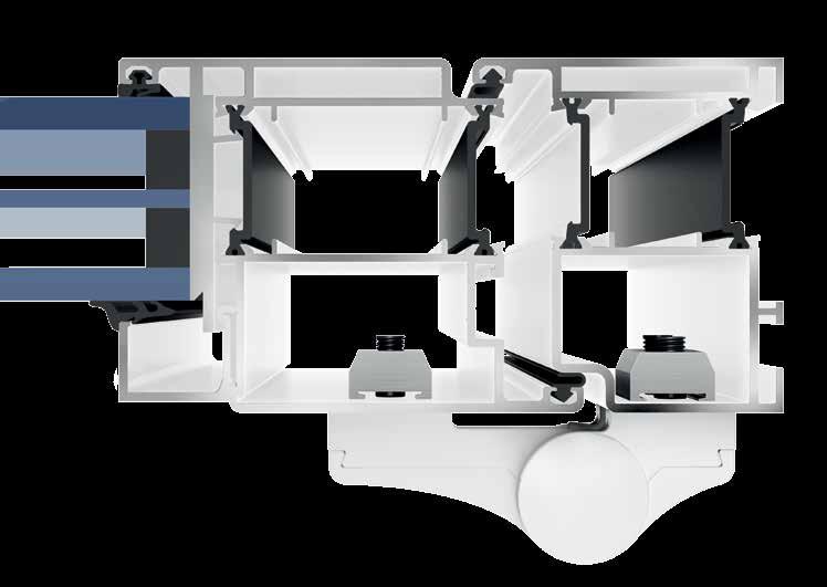 TOPCOMFORT Konstruksjon Tilbehør aluminium-fløyprofil med brutt kuldebro 80 mm aluminium-dørramme med brutt kuldebro 2-dobbelt tetningsnivå 3-dobbelt