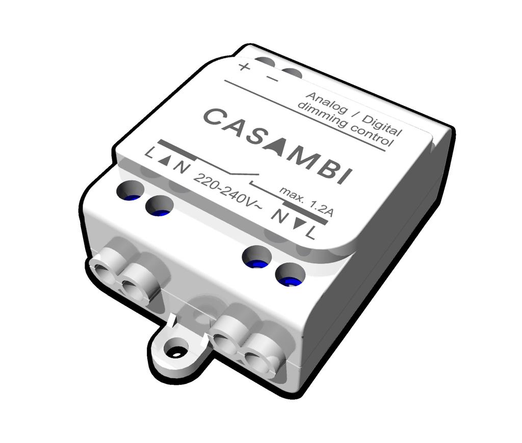 Produktbeskrivelse CBU-ASD Casambi CBU-ASD er en bluetooth kontrollenhet som finnes konfigurert for 1-10V, DALI RGB/RGBW/Broadcast/Tunable White.