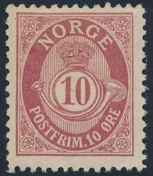 .......... 150 235 54 V - 20 øre 20 mm prima ustemplet. (725)........................ 300 236 54 V. Praktstp RISØHAVN 26/12-1893 (6 pkt) på 20 øre.............. 150 Posthorn 237 56 A.