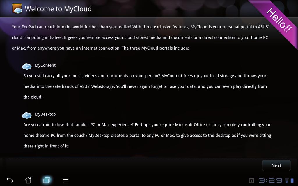 MyCloud MyCloud består av MyContent, MyDesktop og @Vibe.