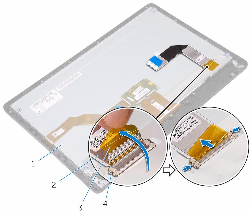 3 Løft skjermkabelen vekk fra skjermenheten.