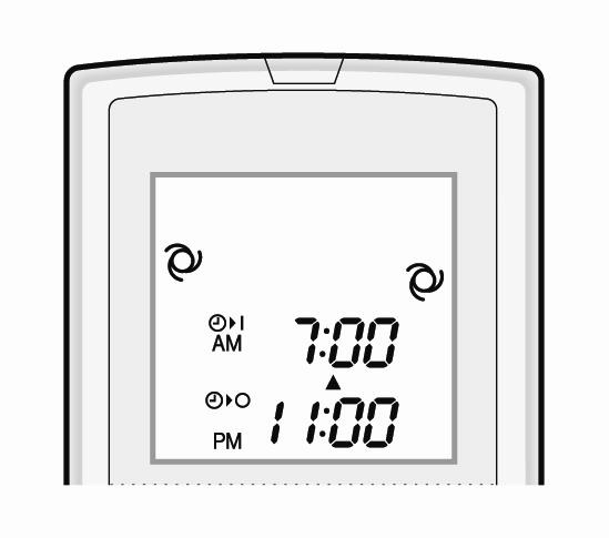 riktig tid. Tiden kan stilles med 10 minutters nøyaktighet. Hold fjernkontrollen mot innedel og trykk Timer set SET/C knappen. Symbol for tidsstyring starter da på innedel.