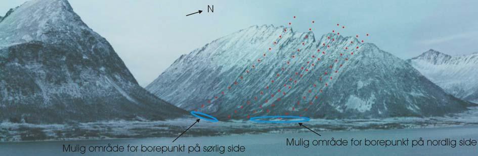 Lokalitet 3 og 4: Lokalitetene ligger på sørsiden (3) og nordsiden (4) av Myrlandsdalen, hvor det er flere tydelige bruddsoner i fjellsidene (Figur 11).