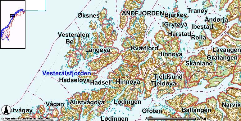 1. INNLEDNING Etter forespørsel fra Sortland kommune har NGU kartlagt mulighetene for uttak av grunnvann fra fjell som alternative vannkilder til vannverkene Blokken, Vestre Godfjord og Østre