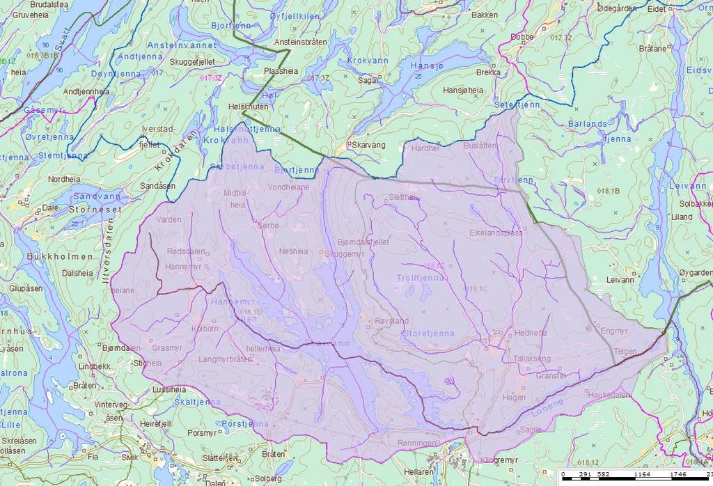 1.1.4 Feltparametere for nedbørfeltet til anlegget og sammenligningsstasjonen.