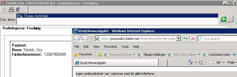 Se bilder fra radiologiske undersøkelser i DIPS Link til aktuelle røntgenbilder i PACSweb kommer fram når dokumentet er åpnet.