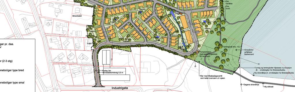 +3 ved oppfylling med kvalitetsmasser. En illustrasjon av planområdet er vist i figur 1. Figur 1: Utsnitt av illustrasjonsplan utarbeidet av Selberg Arkitekter AS, datert 28.06.