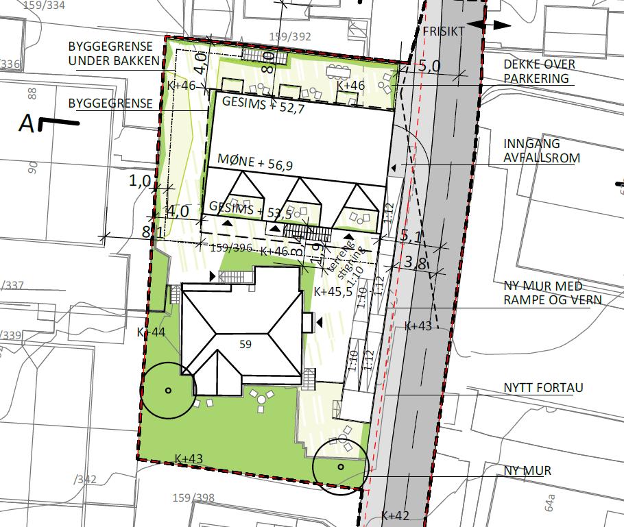 Fagetaten stiller imidlertid spørsmål om avstanden mellom planlagt nybygg og eksisterende villa (kun 1,9 m fra utvendig trapp) er tilstrekkelig.