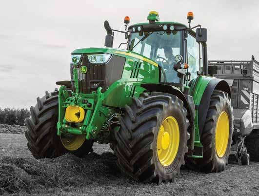 John Deere med automatkasse John Deere 6130M 137 hk makseffekt CommandQuad girkasse m/autoclutch 540/65 R38, 480/65 R24 dekk 3 PTO-hastigheter 3 dobbeltvirkende hydraulikkuttak 114 l/min