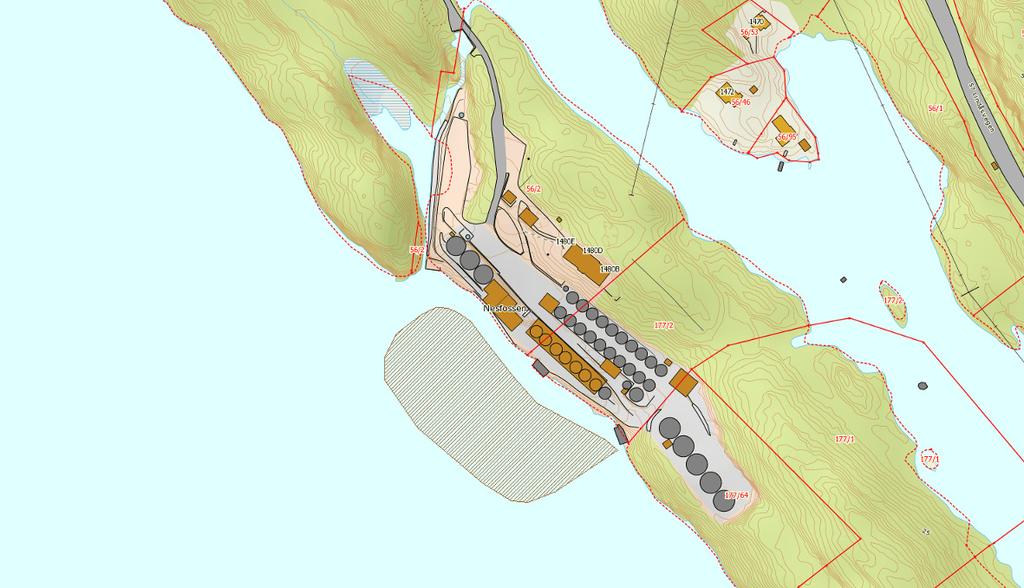 Figur 15. Avmerket beiteområde for kvinand utenfor settefiskanlegget i Nesfossen (kilde: Naturbasen).