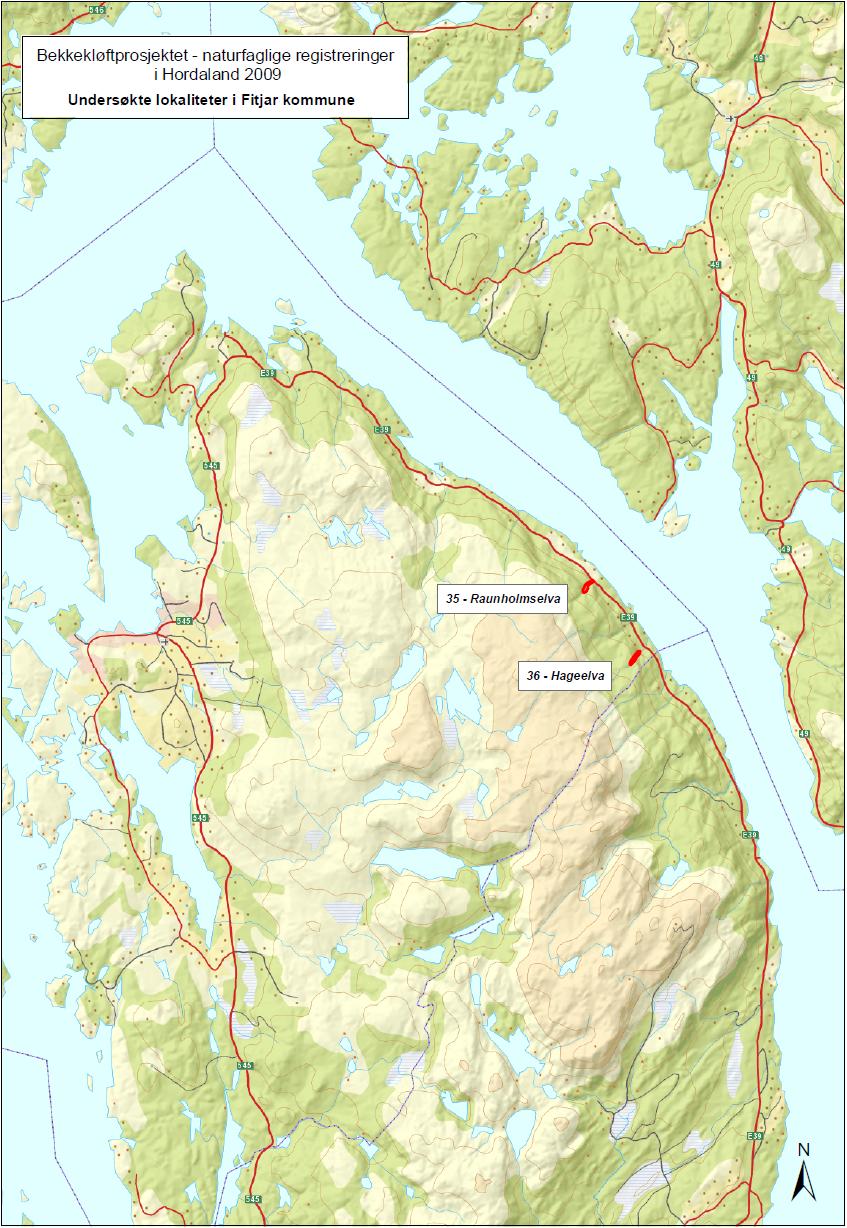 UNDERSØKELSESOMRÅDET De undersøkte lokalitetene i Fitjar kommune er vist på kart i figur 1