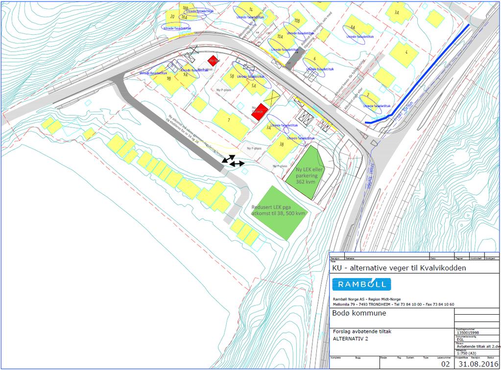 Fig. 15 Skisse som ligger til grunn for høringsforslaget, alt. 2 Kostnader Kostnadsanslaget for alternativ 2 er basert på rapport fra Sweco datert 19.06.2015.