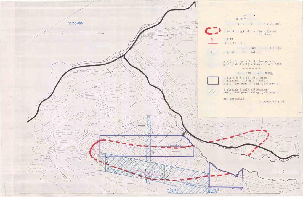 1: 20.000 FIGUR 1. OVERSIKTSKART HAUKNESTIND-ANDFISKVATN 1 : 20,000.