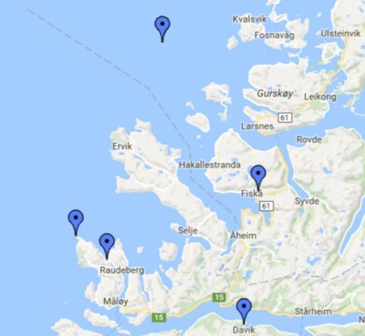 Svinøy fyr Fiskåbygd Kråkenes Refvik Daviknes Figur 1: Værstasjoner i området rundt Stad. 2.