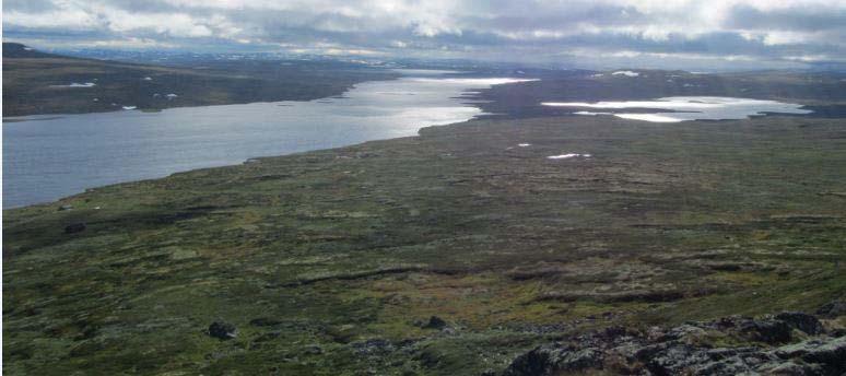 Figur 2. Langesjøen til venstre og Flotatjønne til høyre, sett fra Langesjønuten (foto: Dag Slettebø). Figur 3.