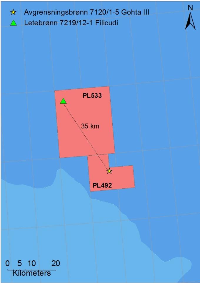 2.3 Lokasjon Gohta III ligger ca. 155 km fra nærmeste land som er Trombåk på Sørøya i Finnmark.