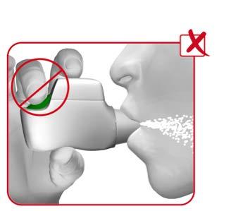 Fjern Genuair-inhalatoren fra munnen og hold pusten så lenge det er behagelig og pust deretter langsomt ut gjennom nesen.