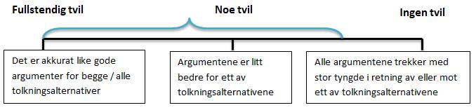 men først der det fremstår som vesentlig mer nærliggende. Det betyr at selv om det er en viss ulikevekt mellom argumentene, vil det foreligge relevant tvil.