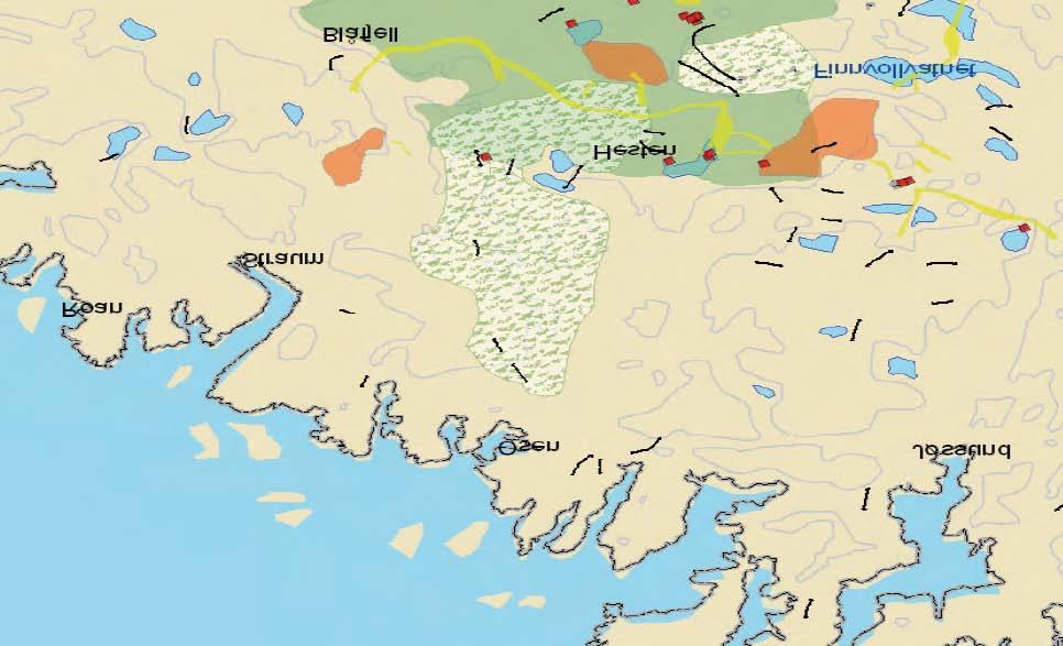 Rød ellipse angir Blåheia vindkraftverk. Om sommeren er dyrene lenger øst, men de kan komme tilbake på senhøsten når vinteren nærmer seg.