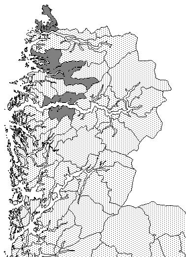 Municipalities in the counties Sogn & Fjordane and Hordaland from where NINA received otters in 2001.
