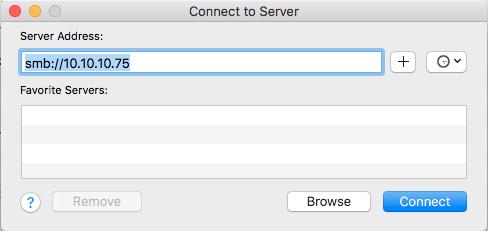 .168.10.1 og trykk Connect (koble til). smb://19.168.10.1. Velg «Registered User» og
