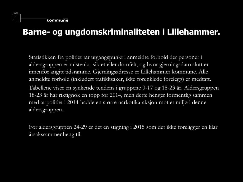 Barne - og ungdomskriminaliteten i Lillehammer.