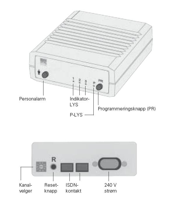 Skisse av Lisa telefonsender ISDN med galvanisk tilkopling Tilkopling av ISDN-sender ISDN-senderen har 2 ISDN-kontakter som er parallellkoplet.