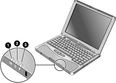 Komme i gang med HP notatbok-pc Identifisere delene av datamaskinen Statuslamper Hovedstatuslampene angir strøm- og batteristatus og stasjonsaktivitet. 1.