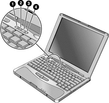 Komme i gang med HP notatbok-pc Identifisere delene av datamaskinen Tastaturstatuslampene, som er plassert rett over tastaturet, angir statusen for tastaturlåsene. 1. Caps Lock Caps Lock er aktiv. 2.