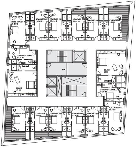 Planforslaget Figur 3-2: Plan som viser typisk etasje med