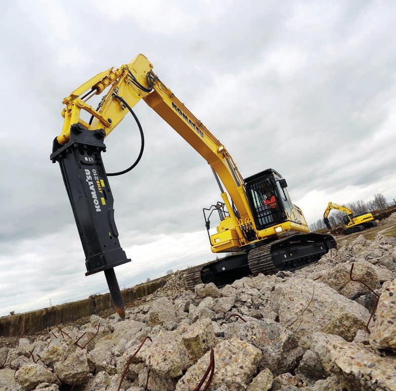 Rivningsutstyr Komatsu mono- og rettbom gravemaskiner for rivningsarbeid Komatsu's fabrikkbygde gravemaskiner til rivningsarbeid sikrer minimal stopptid, selv i utfordrende miljø på arbeidsstedet.