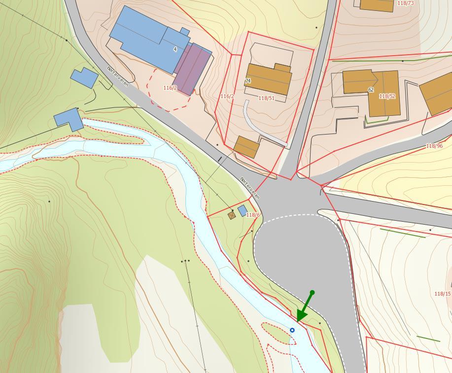 skyllevann fra grovsil (grønn pil). Figur 2.