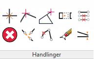 Mulige handlinger Bryt kryssende linjer (Break crossing objects) Pseudo noder (Dissolve pseudo nodes) Slett overskytende linjer (Erase dangling objects) Forleng underskytende linjer (Extend