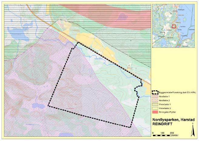 11 3.3 Reindrift Utbyggingsplanenes betydning for reindriftsinteressene er vurdert i en egen delutredning datert 15.04.11. Alternativ 1 Adkomst 1 ligger i nærheten av en flyttlei for rein (figur 1), og i tillegg er det etablert et steinbrudd i området som stadig utvides.