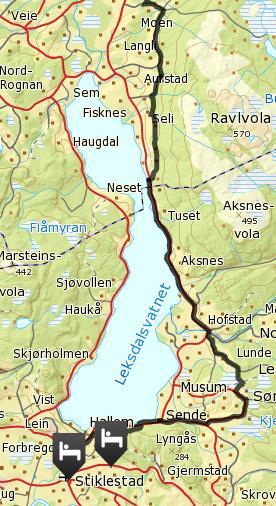 31 3.4.7 Delområde 7 Leksdalsvatnet Pilegrimsled Nordleden går langs østre del av Leksdalsvatnet (se Figur 22).