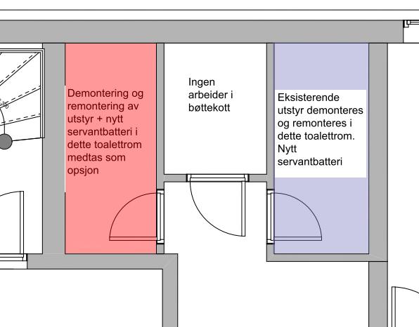 Alle rør i fordelerskap skal tydelig merkes med hvilket rom som betjenes og hvilket utstyr rørene går til. Avløp fra fordelerskap skal føres til rom med sluk. Hver kurs skal ha stengeventil.