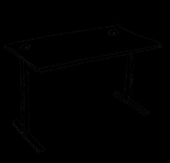 rbeidsbord 2 ntall 3 stk Møbel NR 102 Størrelse b:1400 d:800 Hev/senk-funksjon med høydejustering 70-120cm. Laminat, S-kant i matchende farge. ordplate skal ikke ta til seg fett- og fingermerker.