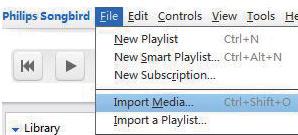 1 Velg Tools Options 2 Velg Media Importer i Options du kategorien Watch Folders mapper). 3 Merk avmerkingsboksen som vist i Watch Folders 4 Klikk på Browse Songbird-media) som overvåkingsmappen.