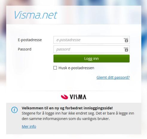 Løsning VISMA CONNECT Vismas nye og bedre innloggingsside!