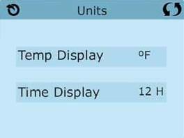 Time Display 12H 12 eller 24 timers klokke Trykk en gang på den aktuelle linje for å endre.