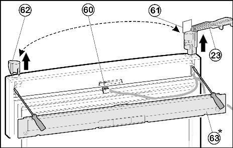 Oppstart Fig. 20 u Heng panelet Fig. 20 (30) inn på dempebøylen slik at låsehakene peker forover og mot enhetens fremside. u Trekk dempebøylen Fig. 20 (34) mot lagerdelen Fig.