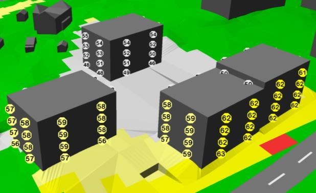 6 Felt B2 Felt B2 består av 4 1-roms-, 10 2-roms-, 17 3-roms- og 15 4-romsleiligheter fordelt på tre blokker. Plantegninger for plan 2 og 3 er vist i Figur 9.