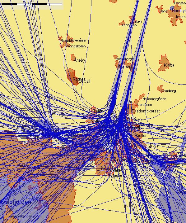 9.3.1 Landinger Landinger fra sør med jetfly, eksempeldag med nordlig trafikkretning hele dagen Figur 2. Onsdag 27.