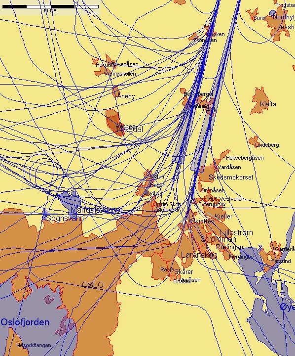 Landinger fra sør med andre flytyper, eksempeldag med nordlig trafikkretning hele dagen Figur 3. Onsdag 27.