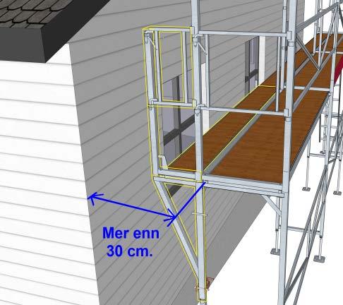 takutstikk eller utbygg på fasaden når en planlegger, da dette kan påvirke avstand til fasaden. Avstand maks. 30 cm.