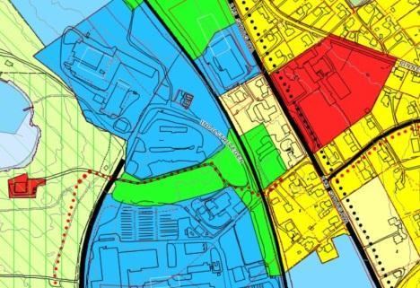 RINGSAKER AKTUELLE TILTAK PÅ DOVREBANEN INFORMASJON TIL PLANORUM 23. MAI 2012 SIDE 6 2.2 Planstatus Utsnittet til venstre er fra gjeldende kommuneplan. Utsnittet til høyre er fra reguleringsplanen.