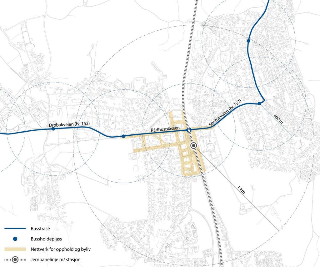 Prioritert for buss Fremtidig busstilbud i Ås vil gå på omtrent samme trasé på fv. 152 som i dag.