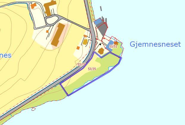 B-6 Innspill fra: Gjemnes kommune/norconsult, grunneier Årvak eiendom AS Område: Gjemnes gnr 53 bnr 35, ca. 5 dekar. Foreslått formål: Boliger i strandområdet. Landbruk Nedb.